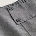 Women's Elegant High-Waisted Wide Leg Pants, Solid Color Button Detail Trousers For Office And Casual Wear