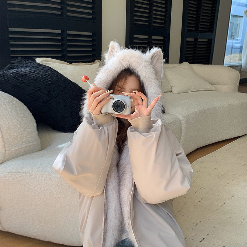 Short Stitching Casual Fashion Trends Loose Cotton Coat