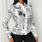 Women's Long Sleeve Casual Shirt - Spring&Fall Slim Fit Printed Blouse With Single Button Placket