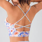 Women's Summer New Cross Thin-Strap Floral Print Daily Sports Bra