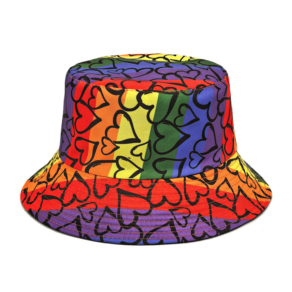 Love Color Matching Pattern Printing Bucket Hat