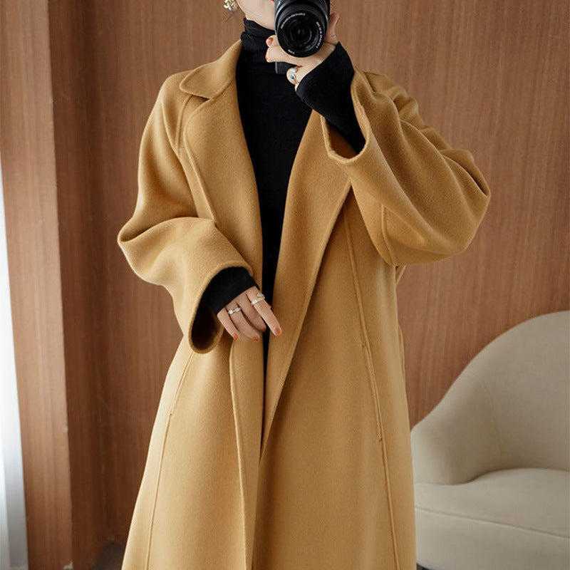 Reversible Cashmere Coat Women's Mid-length Loose Over Knee Coat