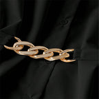 Women's Elegant Lapel Button-Down Top With Adjustable Metal Waist Belt Solid Color Loose Fit Blouse For Casual & Office Wear