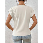 Women's Comfy Casual Summer Tops Short Sleeve V Neck Blouses T Shirts Twist Knot Basic Tees