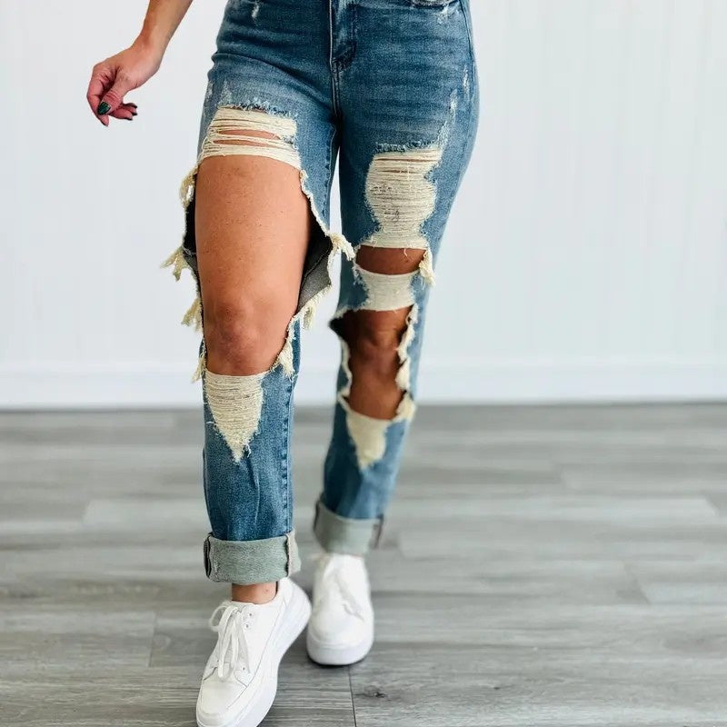 Women's High-Waist Jeans, Straight-Leg Ankle-Length Jeans In A Classic Style, Cotton Denim For All Seasons Forbidden Platform - Temu