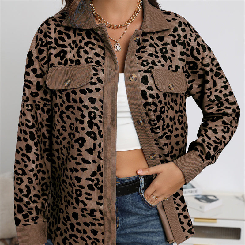 Women's Fashion Leopard Print Long Sleeve Jacket