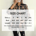 Women's Plaid Fleece Lined Jacket, Thickened Lapel Collar Long Sleeve Coat With Chest Pocket
