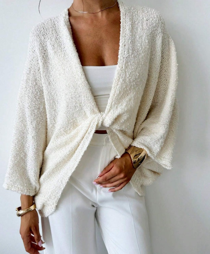 Women's Cross Deep V-neck Loose Elegant Simple Sweater