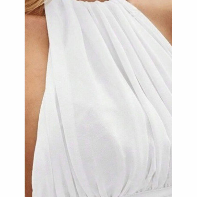 Women's Open Back Tops Sexy Halter Neck Tie Drawstring Backless Sleeveless Top