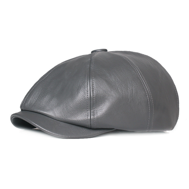 Leather Octagonal Cap Women's Retro