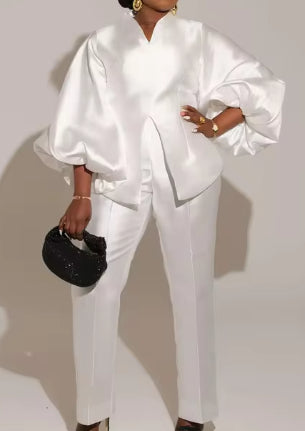 Elegant Ol Pure Color African Plus Size Cross-border Two-piece Set