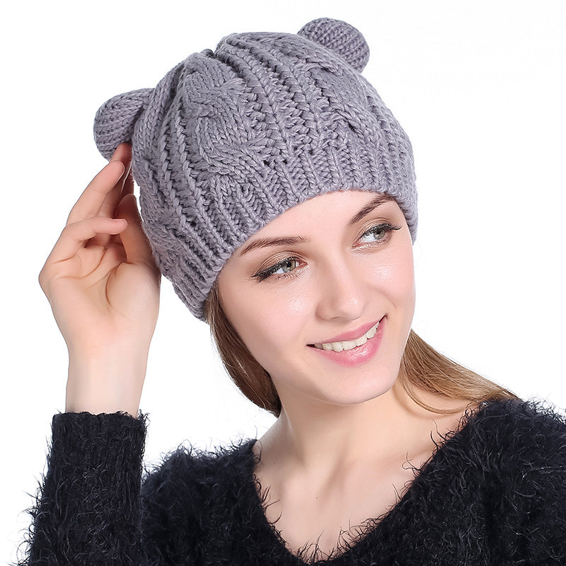 Autumn Winter Cat Ear Knit Beanie