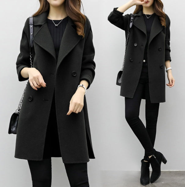 Double row new coat women's slim fit