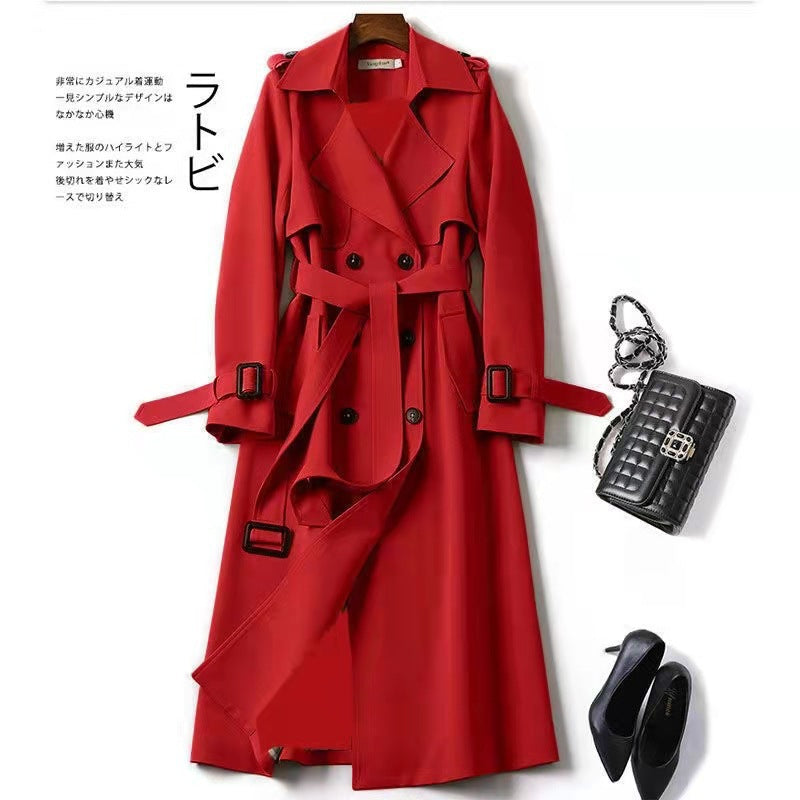 Double-breasted Mid-length Tie Trench Coat