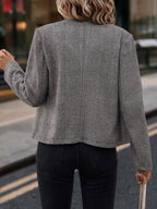 Spring And Autumn Leisure, Commuter Outfit, Herringbone Coat, Round Neck Long Sleeve Slim Jacket, Double-breasted Metal Buttons,