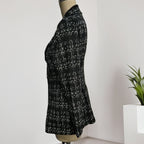 Elegant Women's Plaid Double-Breasted Blazer, Notch Lapel Long Sleeve Tweed Jacket For Office And Casual Wear