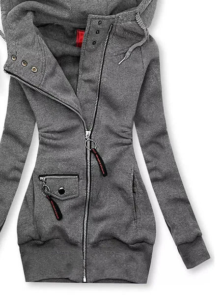 Stitched Drawstring Hooded Slim Fashion Jacket