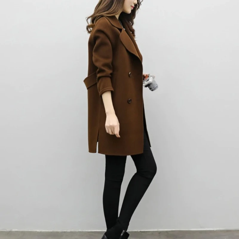 Double row new coat women's slim fit