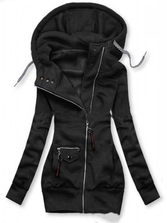 Stitched Drawstring Hooded Slim Fashion Jacket
