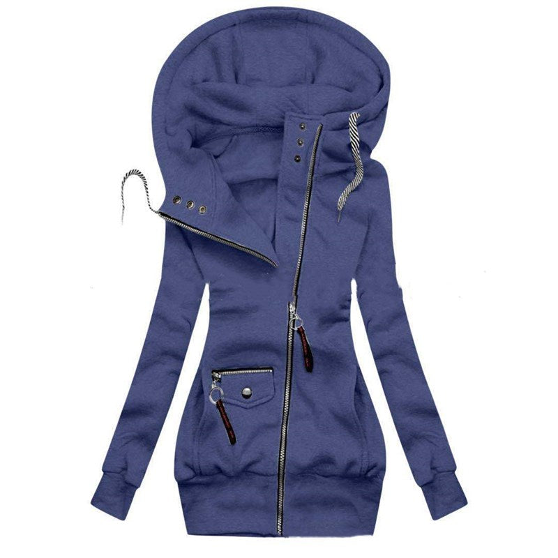 Stitched Drawstring Hooded Slim Fashion Jacket