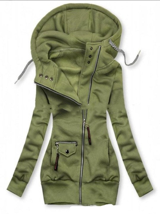 Stitched Drawstring Hooded Slim Fashion Jacket