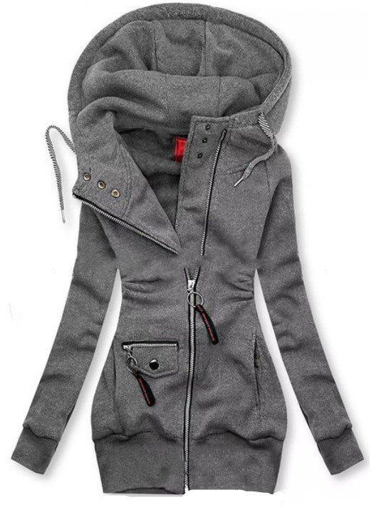 Stitched Drawstring Hooded Slim Fashion Jacket