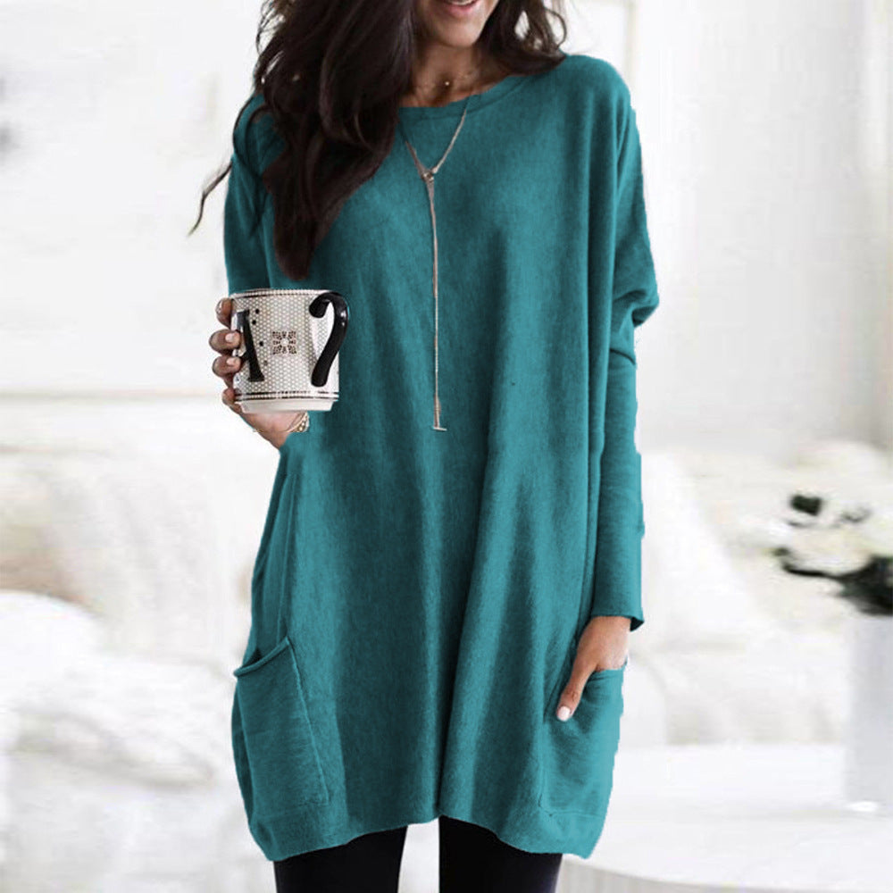 European And American Long-Sleeved Casual Pocket T-Shirt