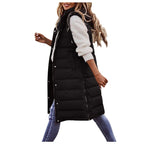 Women's Solid Color Sleeveless Down Jacket Long Winter Coat