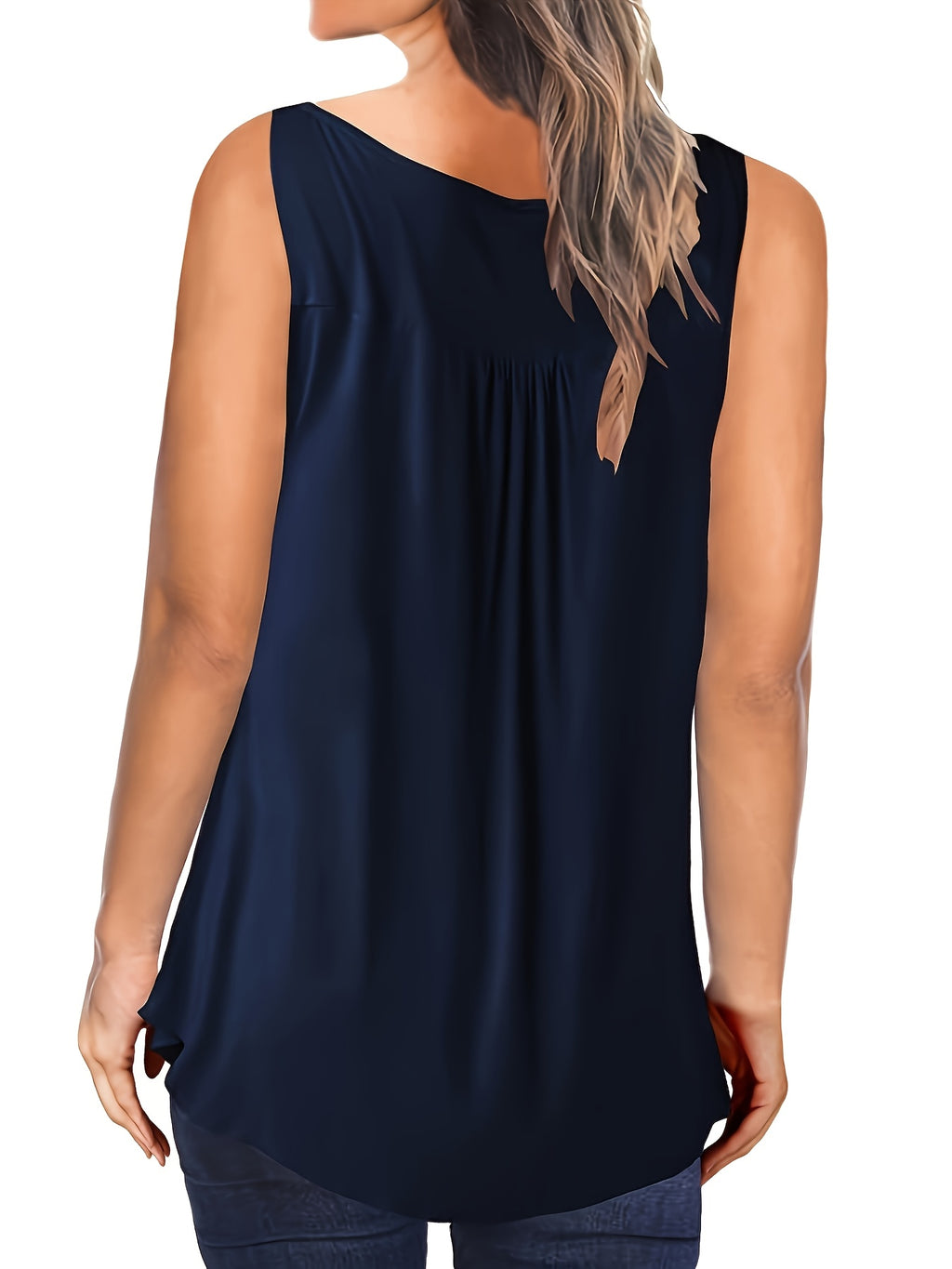 Self-pick-up Women's Plus Size Sleeveless Top V Neck Button Casual T-Shirt Only Self-pickup Is Supported