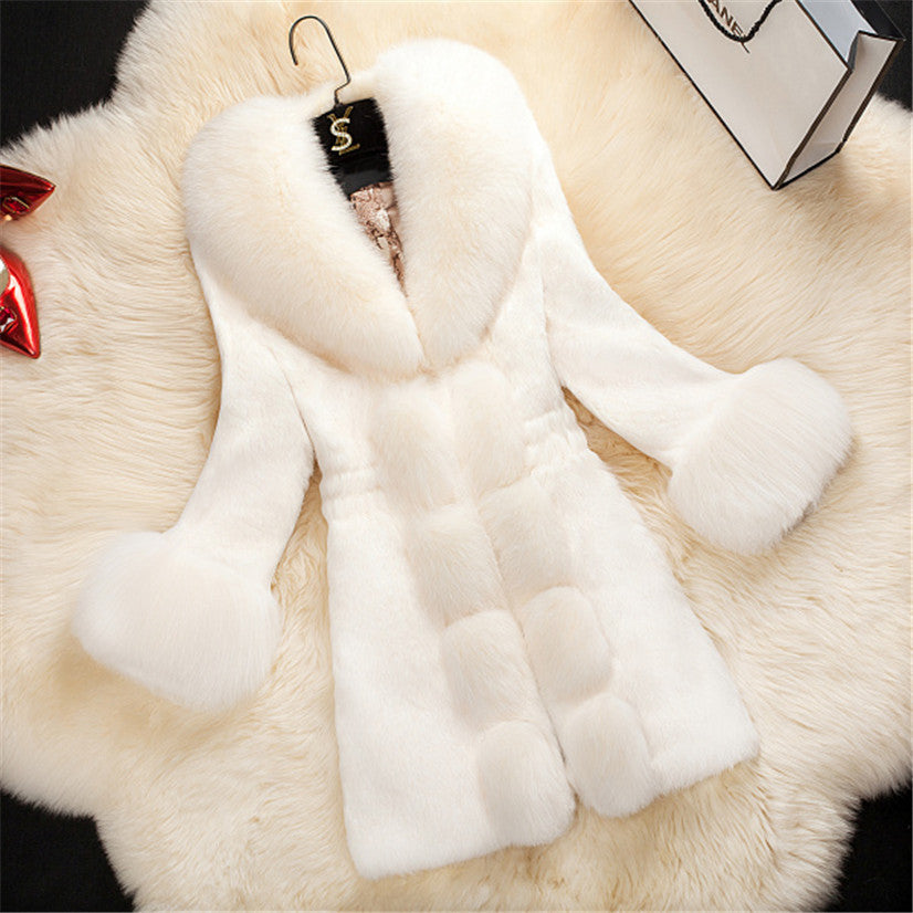 High-end Female Rabbit Fur Coat In The Long Section Of The Oversized Fox Fur Collar Coat New Fur