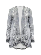 Spring And Autumn New Women's Top Printed Cardigan Casual Long Sleeve Light Jacket Gray