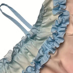 Women's Sexy Off Shoulder Ruffle Trendy Summer Fashion Color Gradient Long Sleeve Blouse