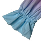 Women's Sexy Off Shoulder Ruffle Trendy Summer Fashion Color Gradient Long Sleeve Blouse