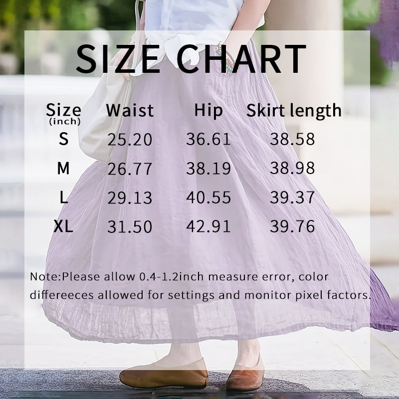 Women Bohemian Beach A-Line Dress Elastic Waist Flowy Long Maxi Skirt With Pockets