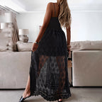 Women's Summer Elegant Lace Jumpsuit - V-Neck Sleeveless Romper With Intricate Detailing