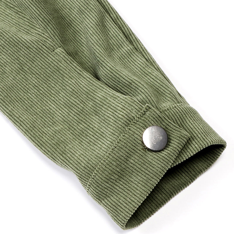 Women's Corduroy Long Sleeve Jacket - Casual Button-Up Coat With Flap Pockets, Fall & Spring Fashion Outerwear