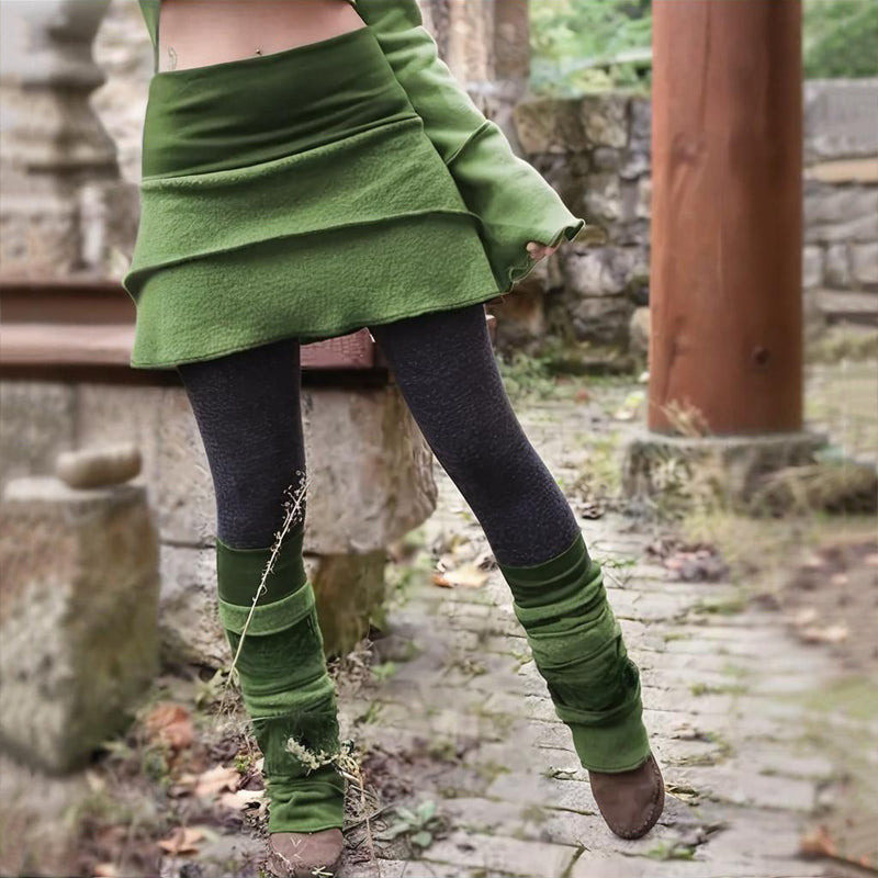 Women's Color Block Asymmetrical Skort With Contrast Panels - Comfortable Fashion Leggings For Spring&Fall