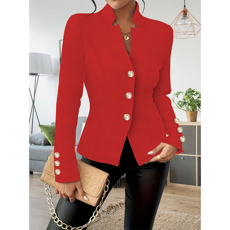 Women Casual Blazers Long Sleeve Business Outerwear Slim Fitting Single Breasted Jacket