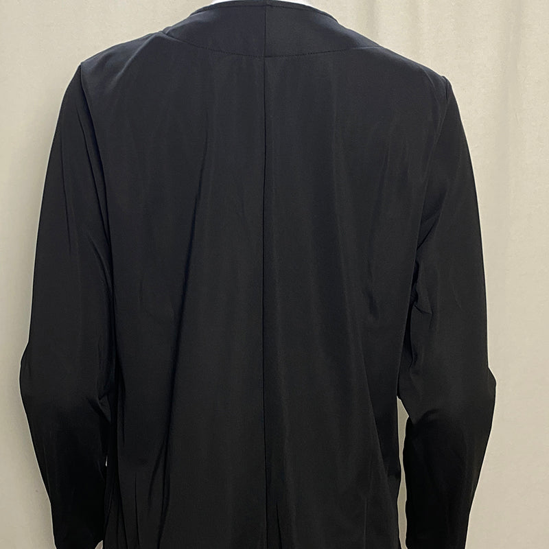 Plus Size Women's Long Sleeve Solid Color Collarless Blazer Jacket Simple Stylish Design, Essential Spring & Fall Top