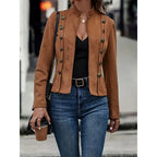 Women's Faux Suede Blazer - Long Sleeve Notch Lapel Open Front Jacket, Casual Business Office Blazer