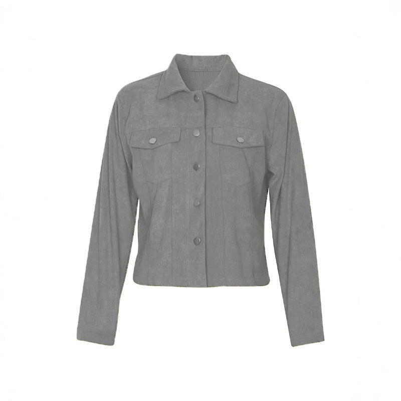 Women's Corduroy Long Sleeve Jacket - Casual Button-Up Coat With Flap Pockets, Fall & Spring Fashion Outerwear