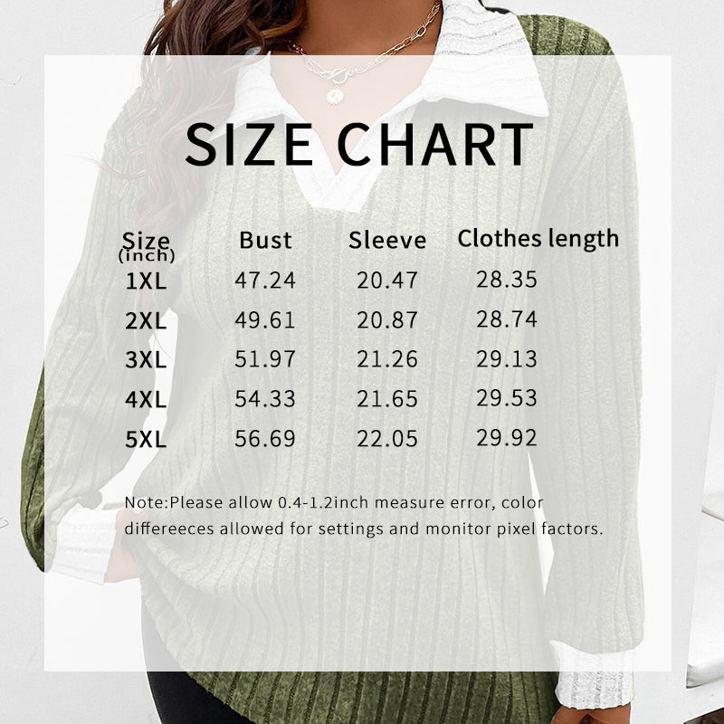 Plus Size Lapel V-Neck Top, Lightweight Long Sleeve Casual Going Out Blouse
