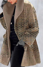 Fashion Retro Women's Lapel Print Wool Jacket