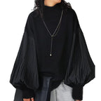 Women's Loose Long Sleeve Turtleneck Sweater Solid Color Soft Ribbed Knit Pullover For Spring Fall Layering