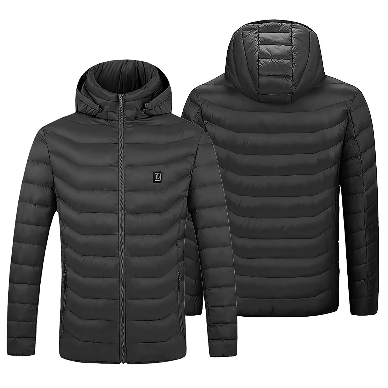 1Pc Heated Jacket Electric Heating Coat Lightweight Winter Hooded Jacket With 3-Level Heating Modes 8 Heating Zones Detachable Zipper Hood
