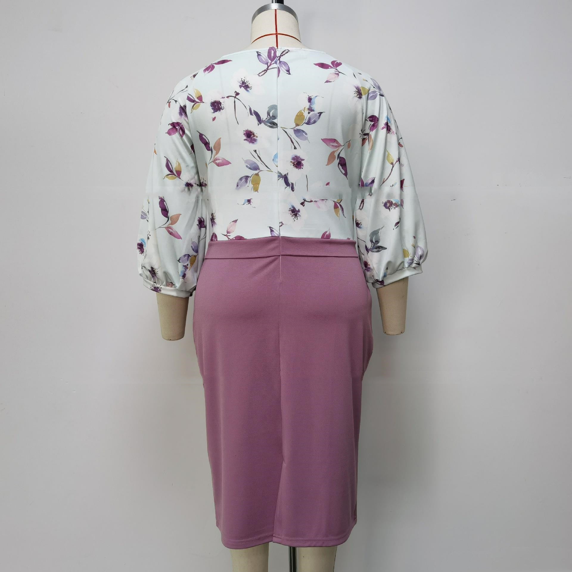 Women's Round Neck Contrast Print Dress