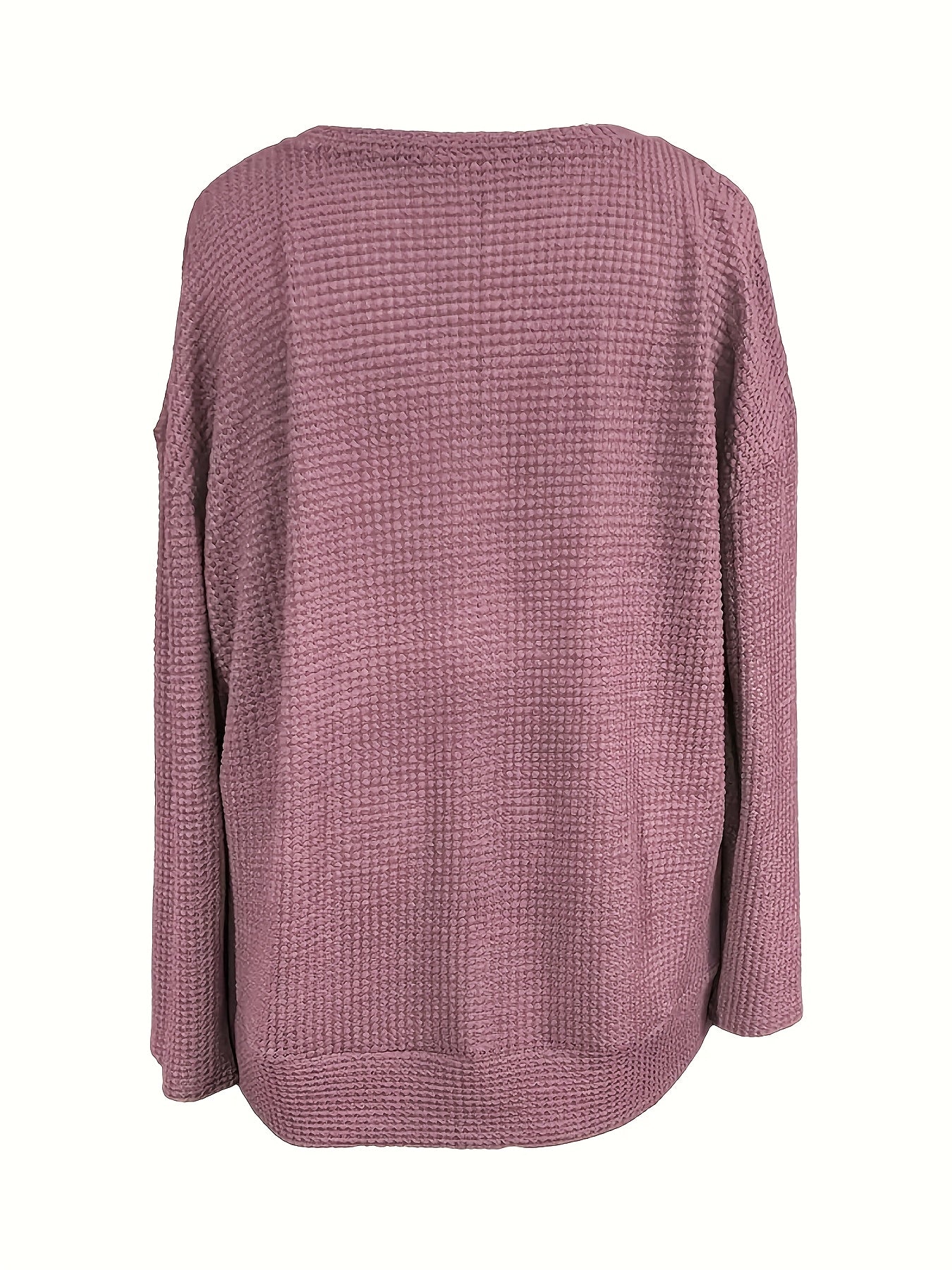 Self-pick-up Plus Size Women'S Casual Round Neck Long Sleeve T-Shirt Solid Colour Waffle Top Only Self-pickup Is Supported