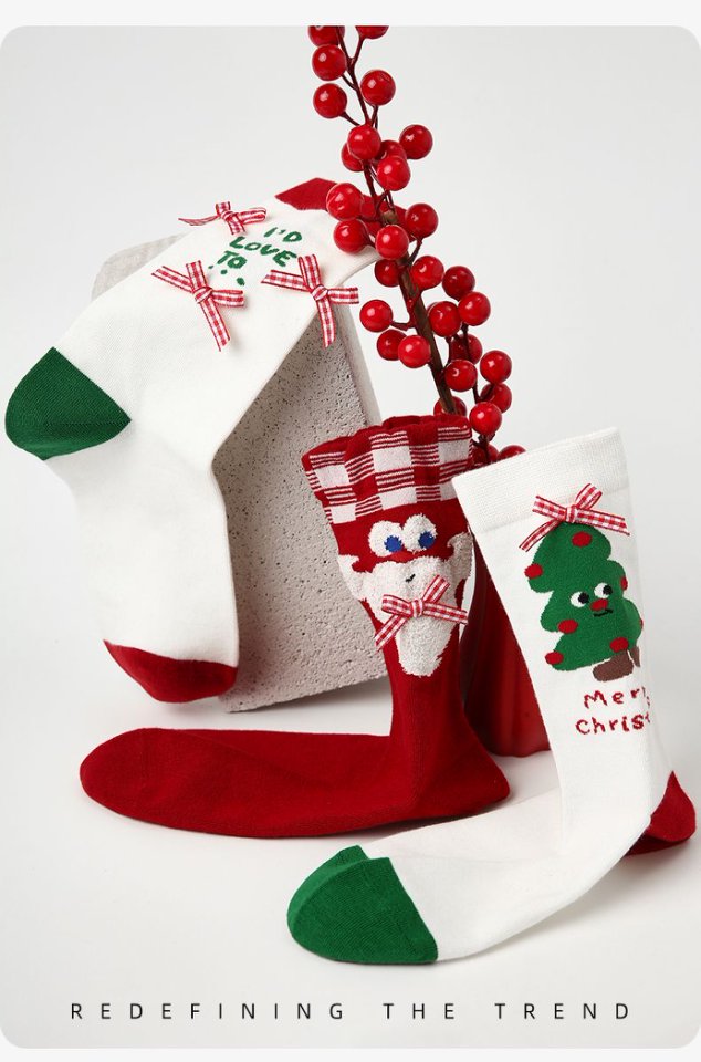 Christmas Stocking For Women Autumn And Winter Mid-Calf Socks Home Wear Warm Long Socks Holiday Gift With Festive Designs