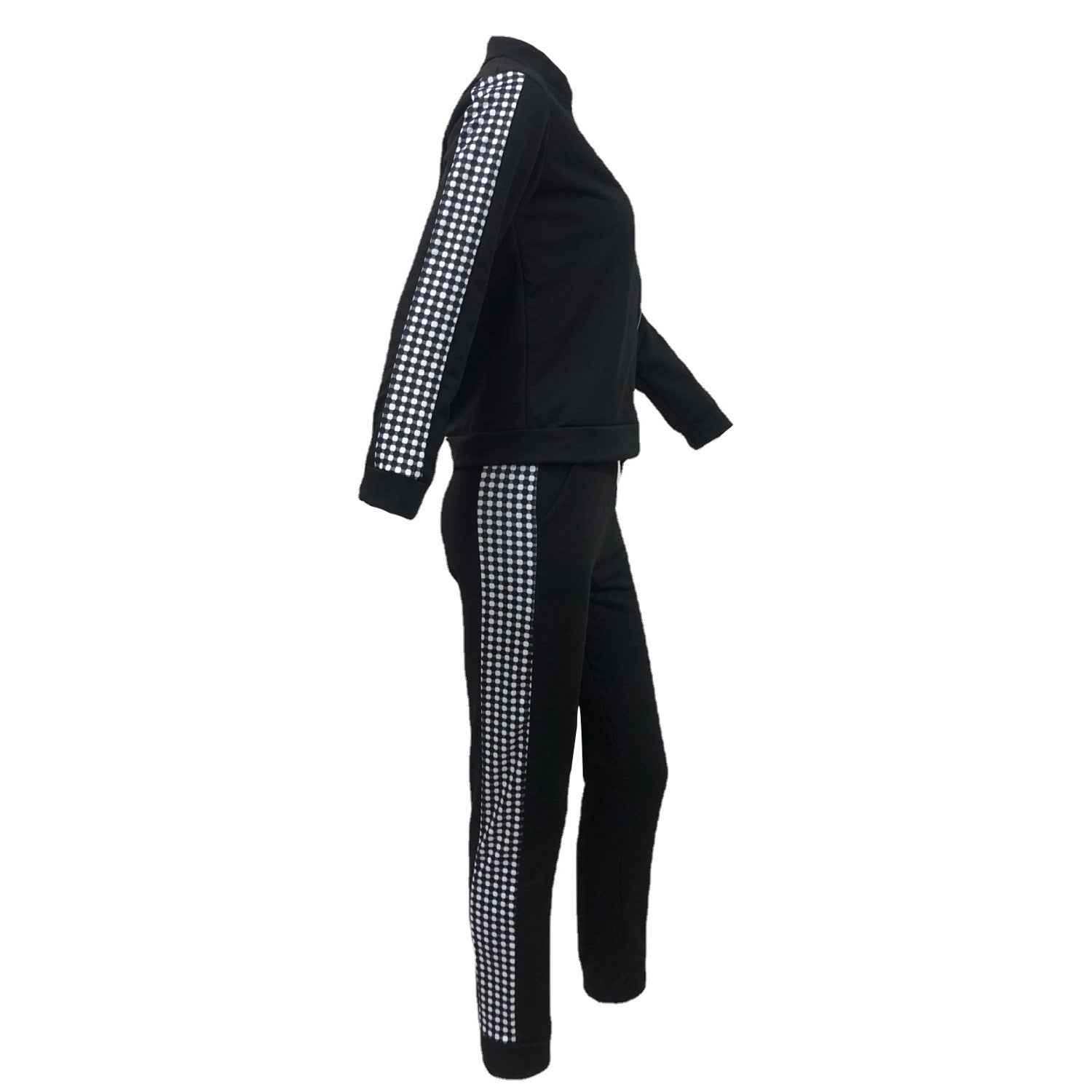 Casual Zipper Stitching Plaid Suit Women's Suit