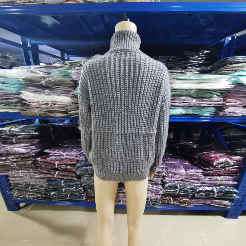 Women's Cable Knit Turtleneck Sweater, Classic Long Sleeve Winter Knitwear For Casual And Formal Wear